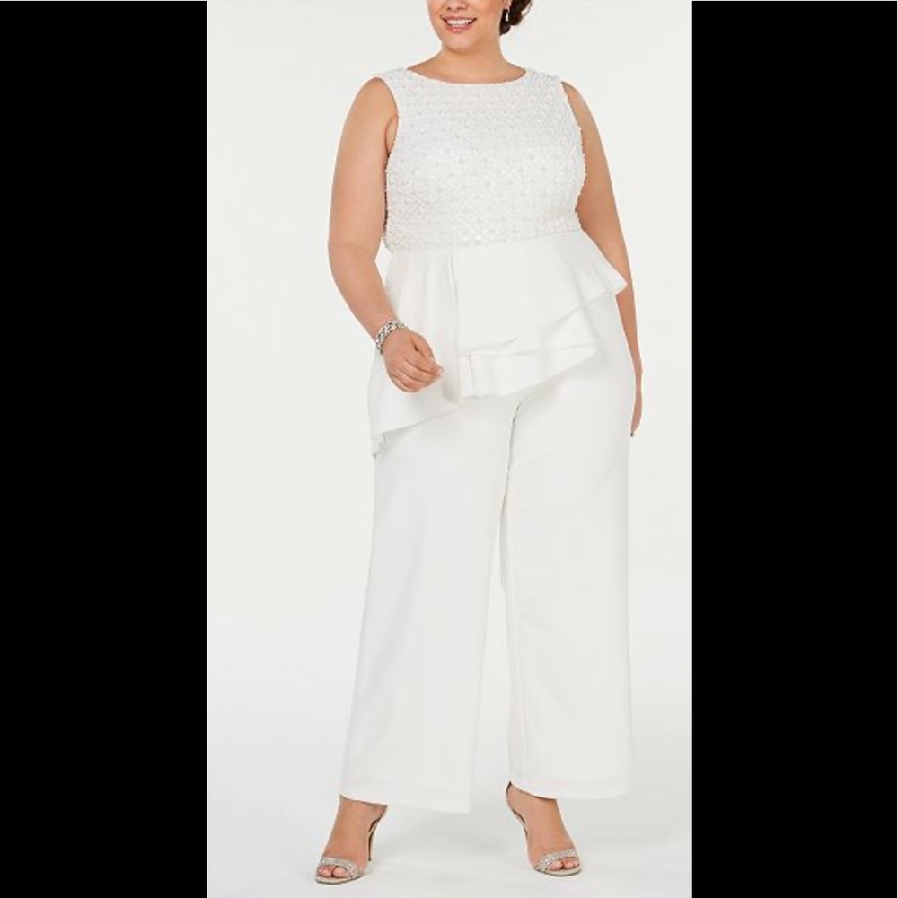 ⚡️SALE⚡️NWT Adrianna Papell Beaded-Bodice Jumpsuit